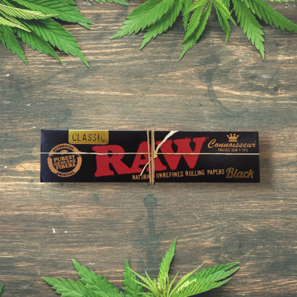 RAW Black Connoisseur King Size Slim + Tips (32 sheets + 32 tips)